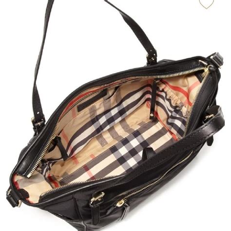 burberry leather trim diaper bag